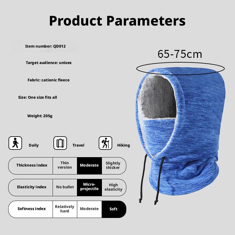 Winter Full Coverage Balaclava Hood - Fleece Lined Neck Gaiter Face Mask, Windproof Adjustable Drawstring Skiing Outdoor Warm Cap for Men Women Maskse