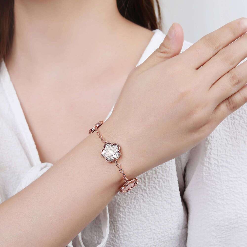 Hot Sale 11 Color Natural Stone Five Leaf Flower Plant Adjustable Bracelet Classic for Woman Fashion Party Jewelry Gift Clover 25H1229