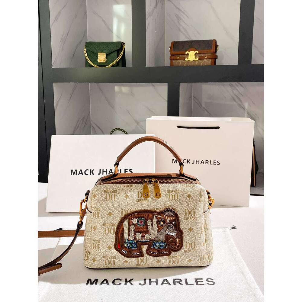 MACK JHARLES Vintage Heavy Embroidery Boston for Women 2025 New High-end Printed Pillow Bag