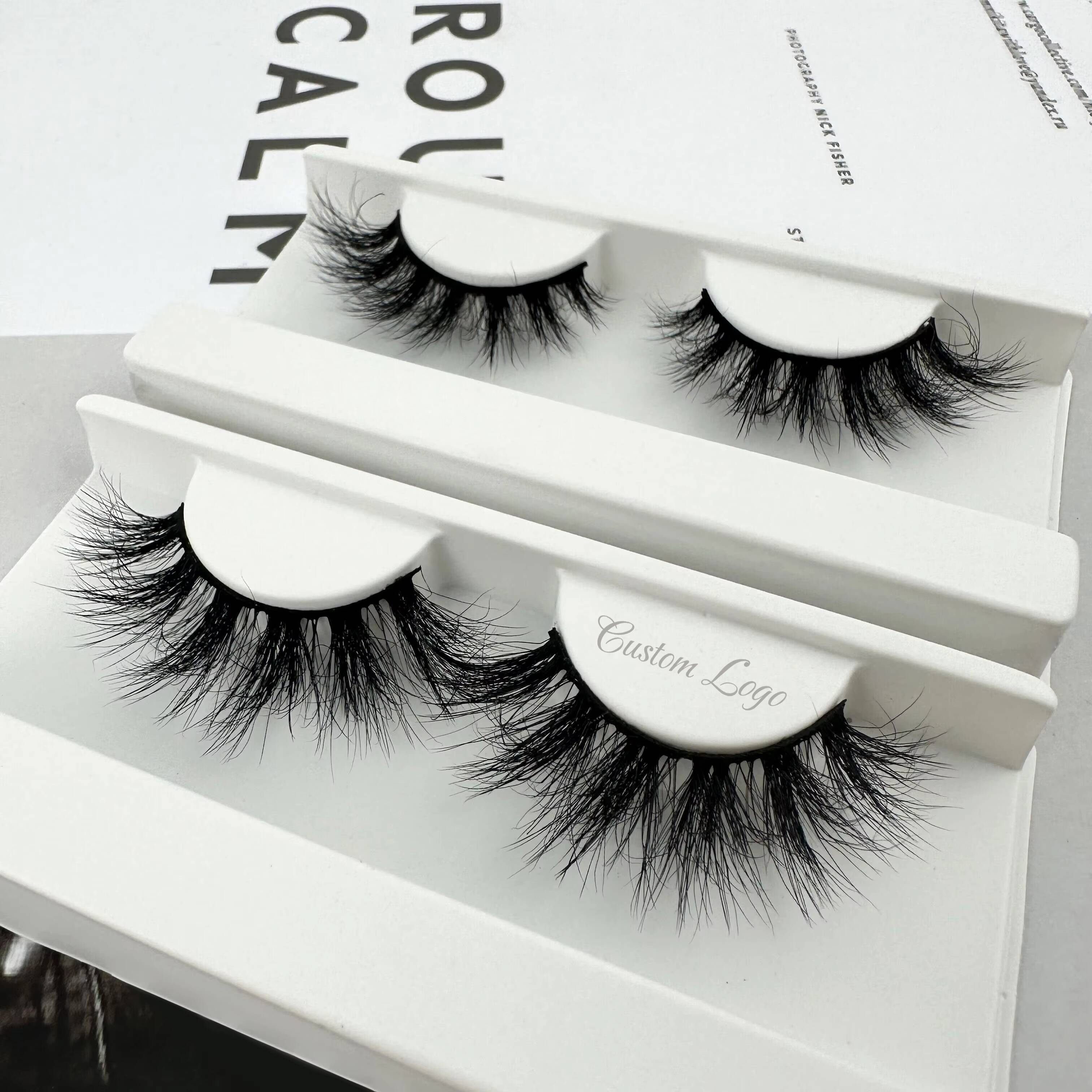 Private Lashes Vendor 16-18MM 3D 5D Wispy Mink Fluffy Mink Eyelash Private Label Mink Lashes Russian Full Strip Eyelashes