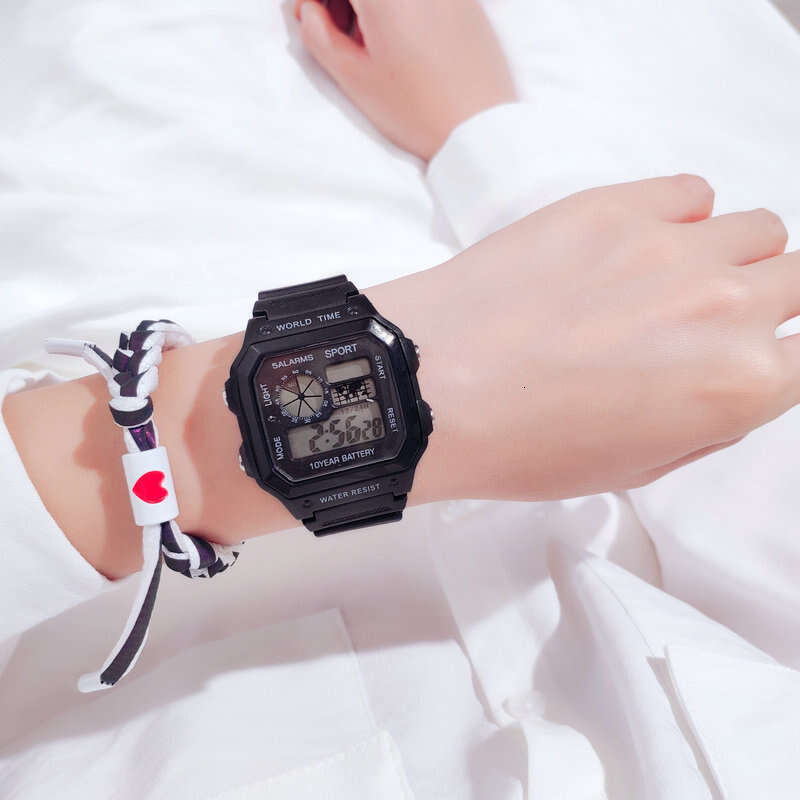 Multifunctional Elementary School Student Electronic For And Girls Korean Version Casual Children's Square Cartoon Watch Boys Sports Luminous