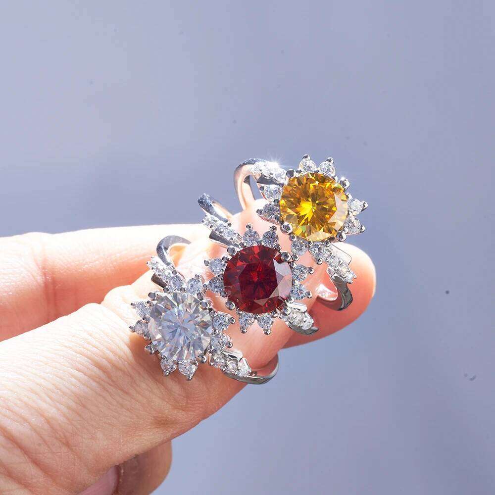 2 Ct Moissanite Ring for Women Luxury Lab-created Diamond PT950 plated 100% Sterling Silver 925 Jewelry Size5-10 cb4