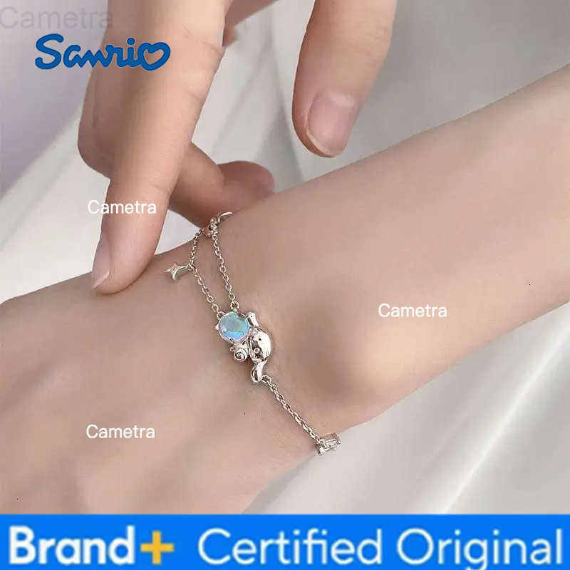 Sanrio Cinnamoroll Ins Fashion Silver Bracelet Female Sweet Cute Luxury Hand Decoration Y2K Girl Christmas Halloween Gifts H251229
