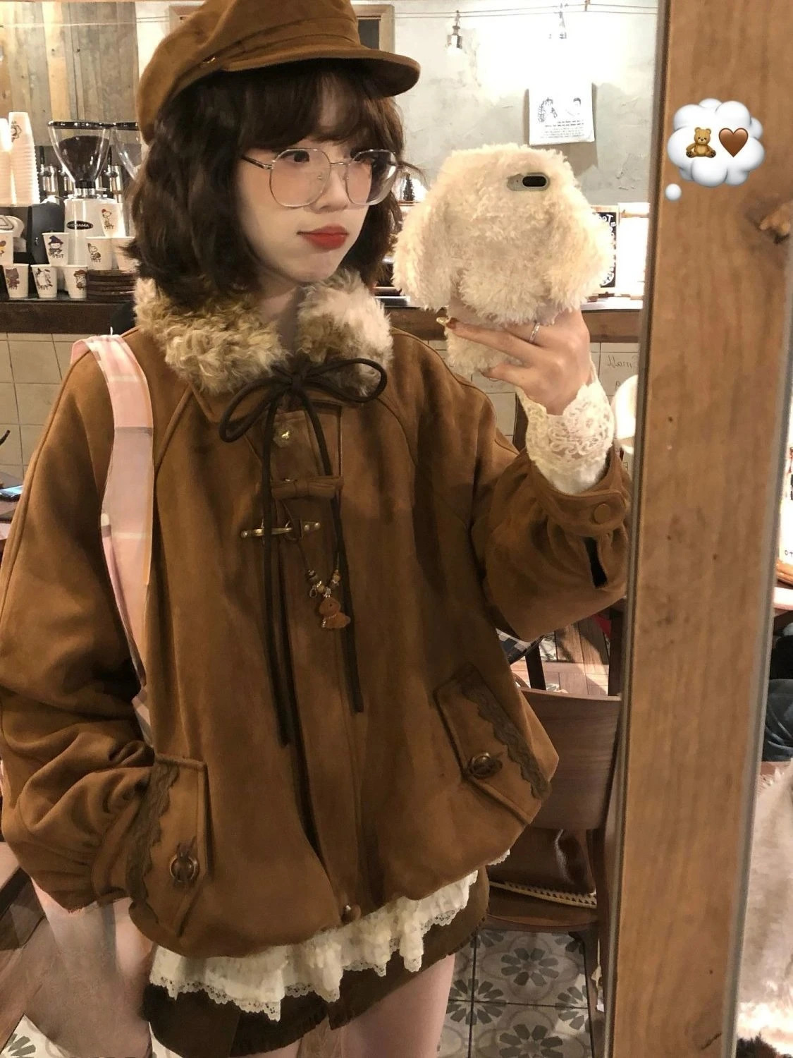 American Vintage Faux Fur Wool Zipper Jacket Hoodies Overcoats Hooded Y2k Coats Ropa Casual Fashion Sweatshirt 251225 - view 7