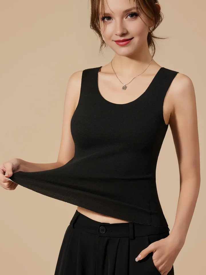 Womens Thickened Seamless Warm Vest Stuffed Thin Slim Fit Clothes Autumn and Winter Bottoming Tops Underwear Top 251225