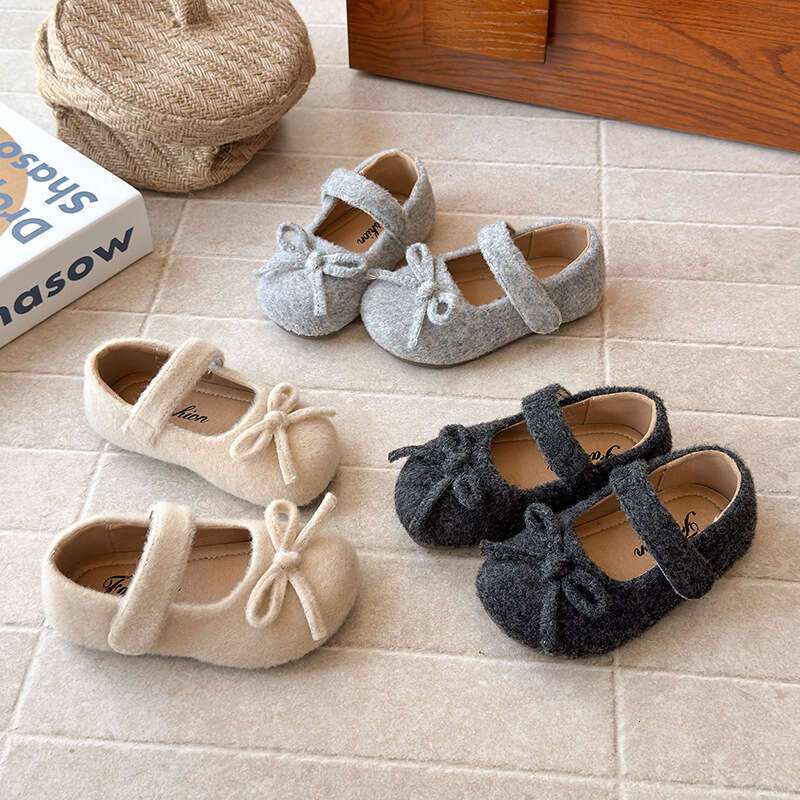 INS French Style Small Leather 2025 Spring and Autumn New Korean Version Girls' Felt Bow Princess Soft Sole Single Shoes