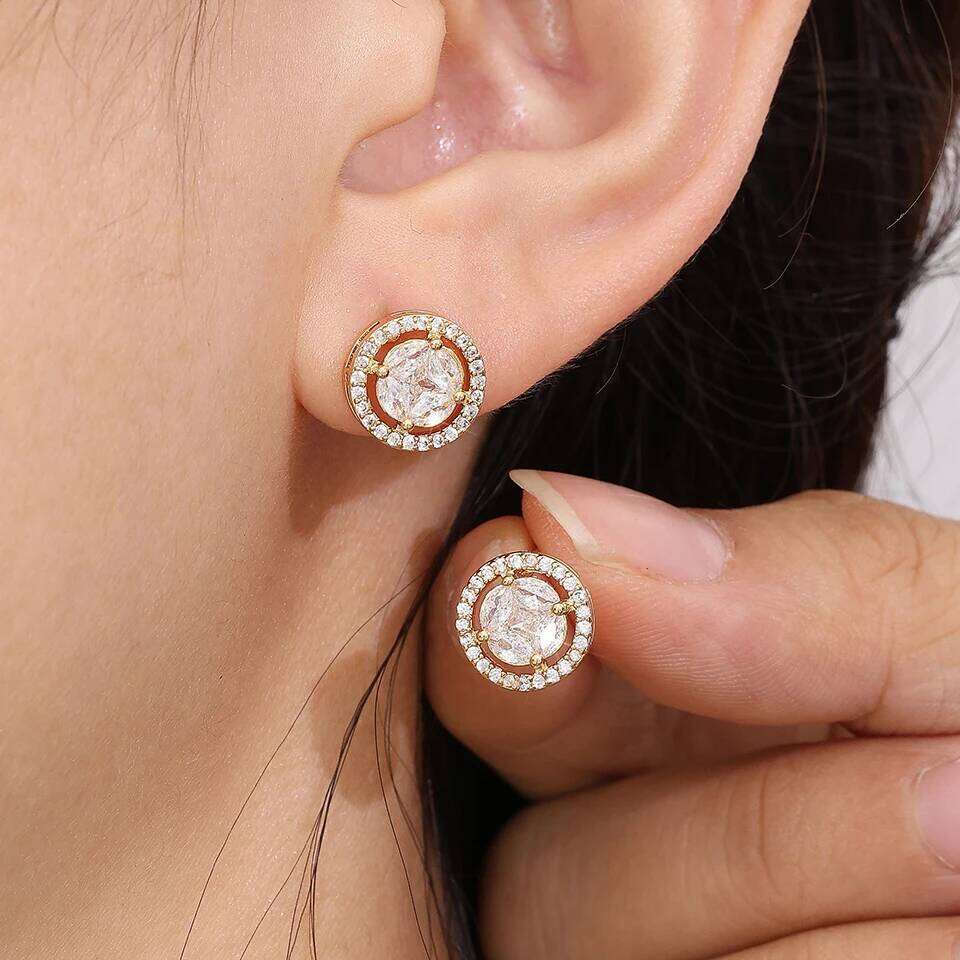 ZAKOL Simple Classic Women's Stud Gold/Silver Color Crystal Cubic Zirconia Exquisite Female Earrings Versatile Jewelry
