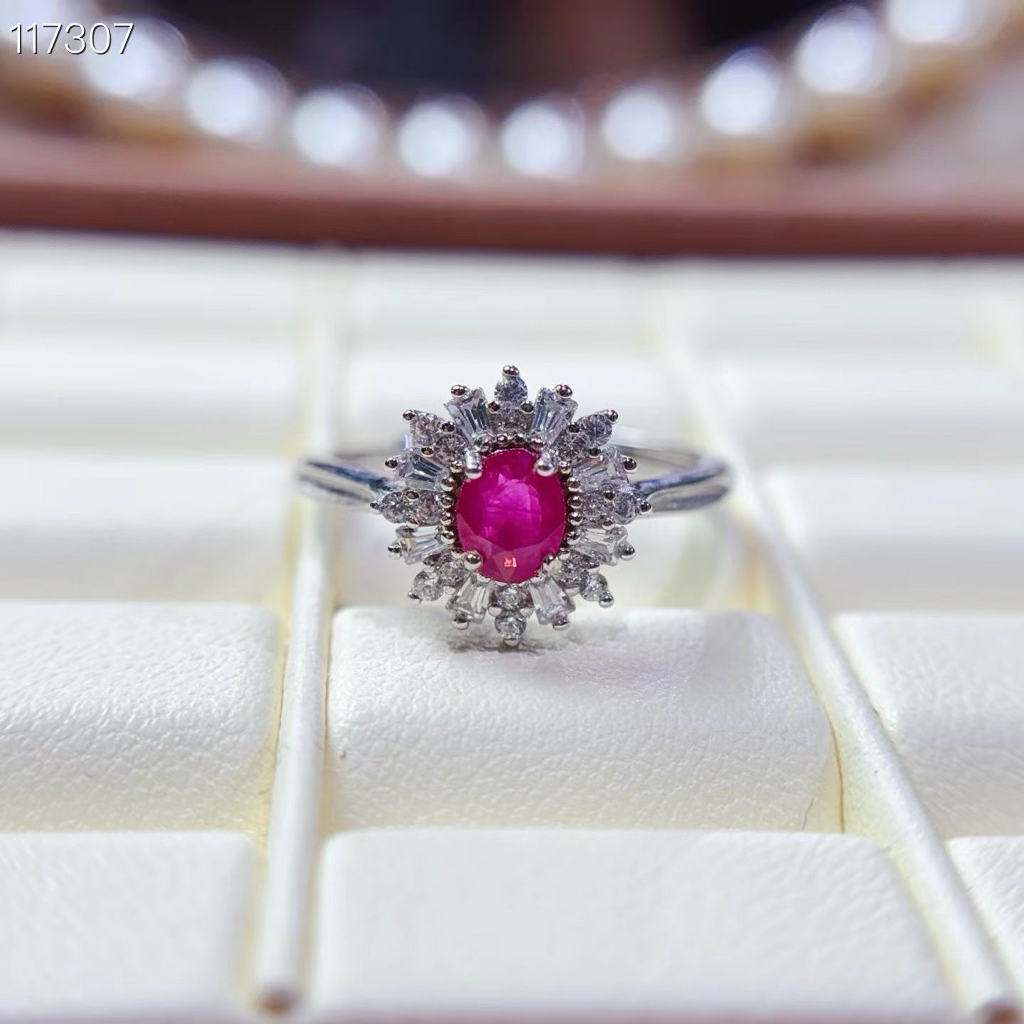 Sparkling natural ruby ring with certificate solid 925 silver ring 4mm*5mm 0.4ct genuine ruby silver jewelry