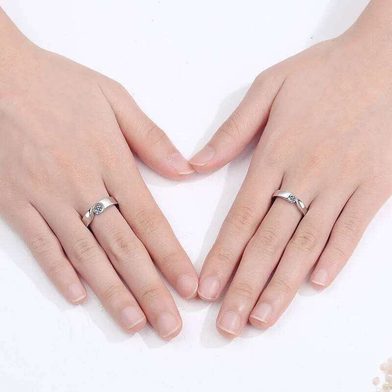 18K gold PT950 platinum moissanite ring couple with love in their hearts 520 Valentine's Day gift d77