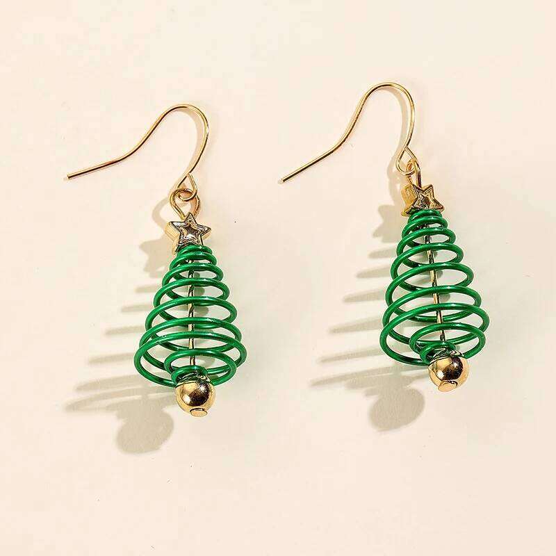 Fashion Christmas Tree For Women Piercing Golden Color Star Pendant In Earrings Jewelry Accessories New Year Gifts C251227