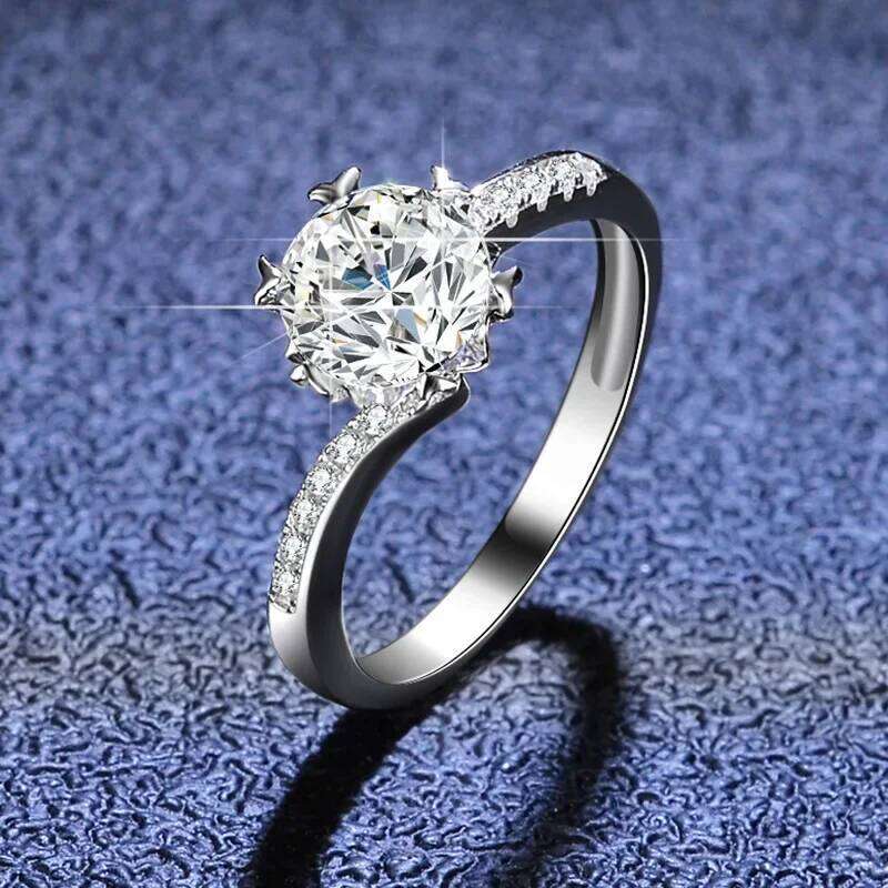 18K gold inlaid diamond for women, twisted arm snowflake moissanite PT950 platinum ring with adjustable opening 5e9