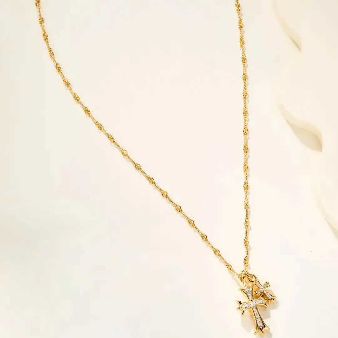 Double Vintage Zircon Cross Pendant White Gold Filled Party Pendants Chain Necklace Couples Hip Hop Choker Necklace Jewelry Y251227