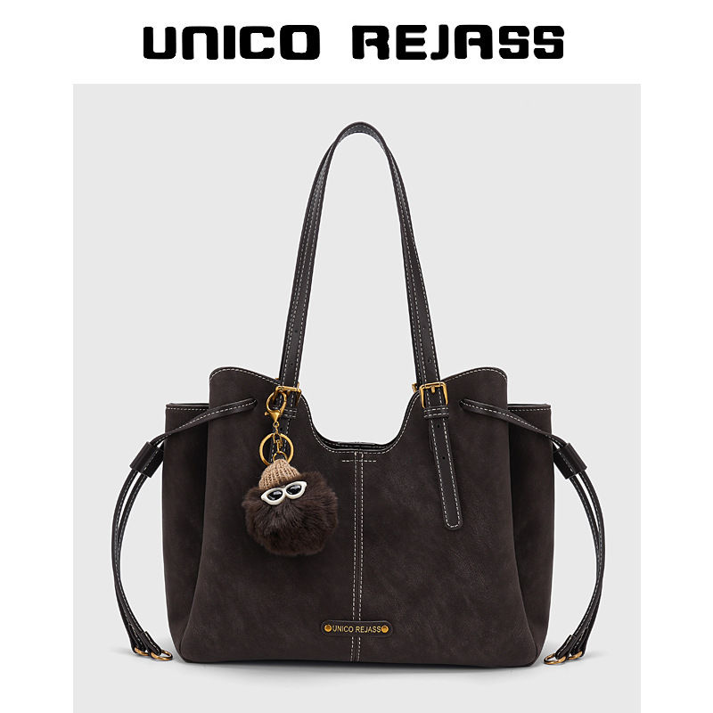 UNICO REJASS Fashion Trend Large Capacity Tote Bag Women New 2026s Collection Versatile Commuter Minimalist Shoulder Handbag Ebony Free Shipping