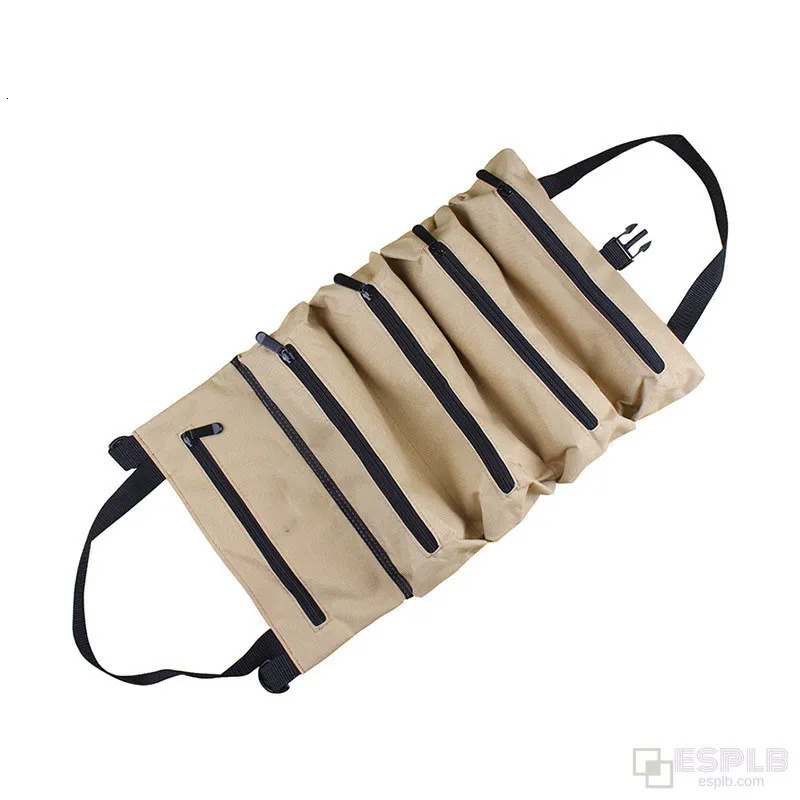 ESPLB Roll Tool Bag Canvas Car Handbag Multi-Purpose Organizer Bucket First Aid Kit Wrap Roll Storage Case 251224