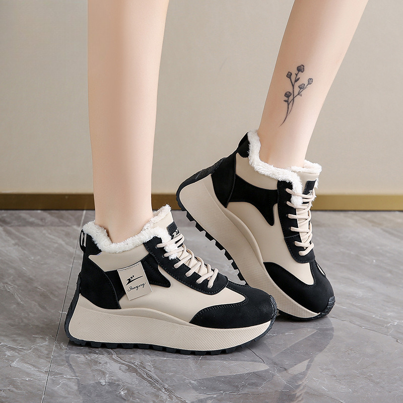 2025 Designer Fashion Women's High Top Thick Suede Warm Sports Cotton Shoes