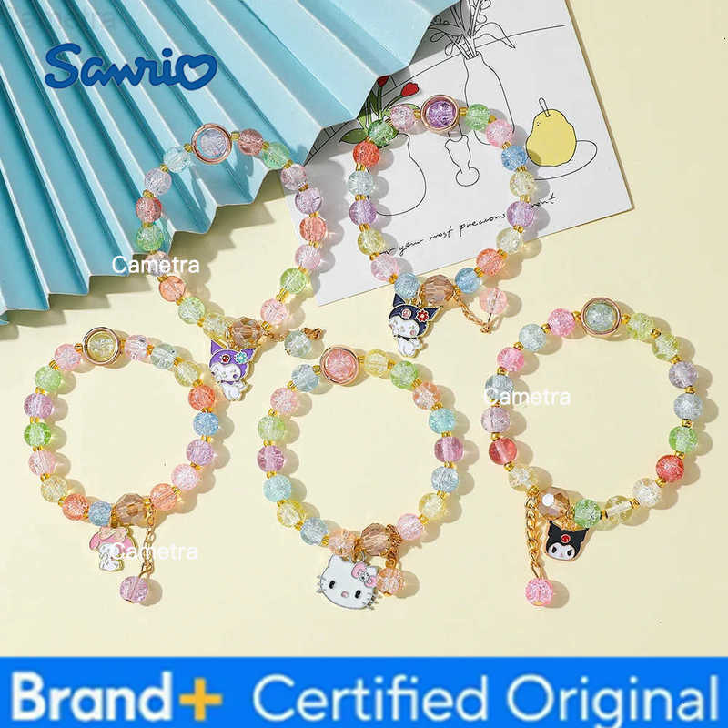Sanrio Charm Bracelet Set Kuromi Hello Kitty Colorful Beaded Jewelry Pendant Cute Gift for Girls Teens H251229