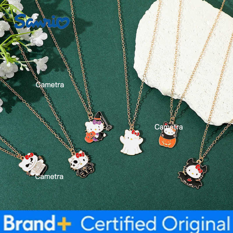 Sanrio Hello Kitty Bat Enamel Charm Cute Halloween Cartoon Animal Pendant Handmade Necklace Fashion Accessory H251229