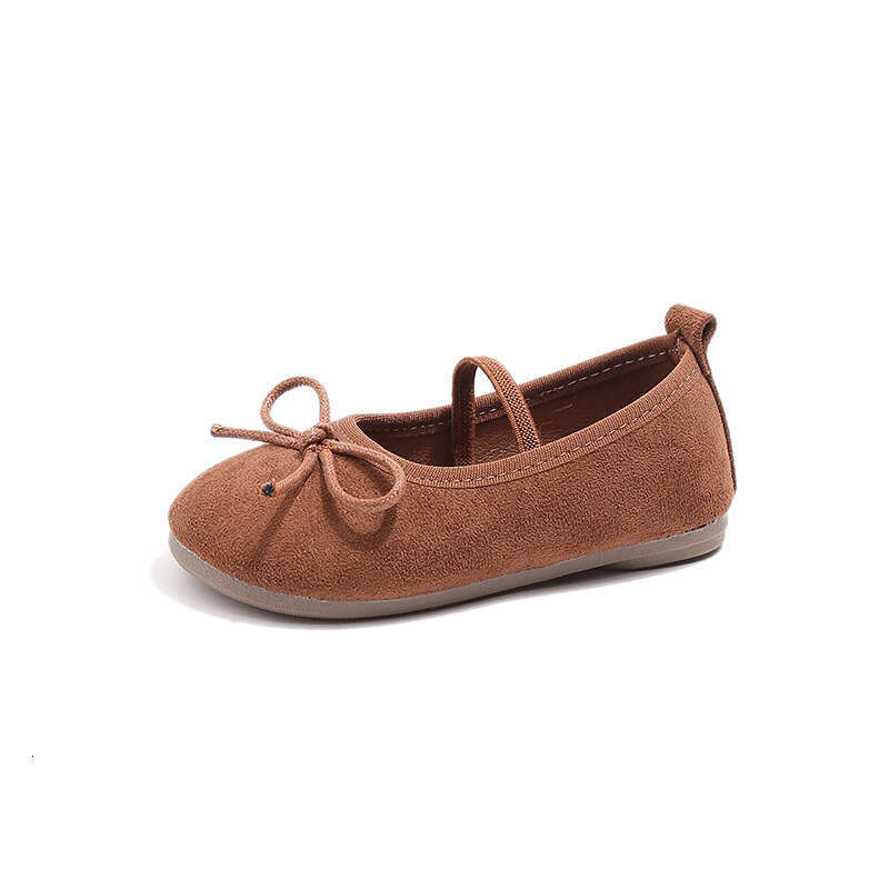 INS French Style Suede Little Leather 2025 Spring and Autumn New Korean Version Girls' Bow Princess Soft Sole Single Shoes