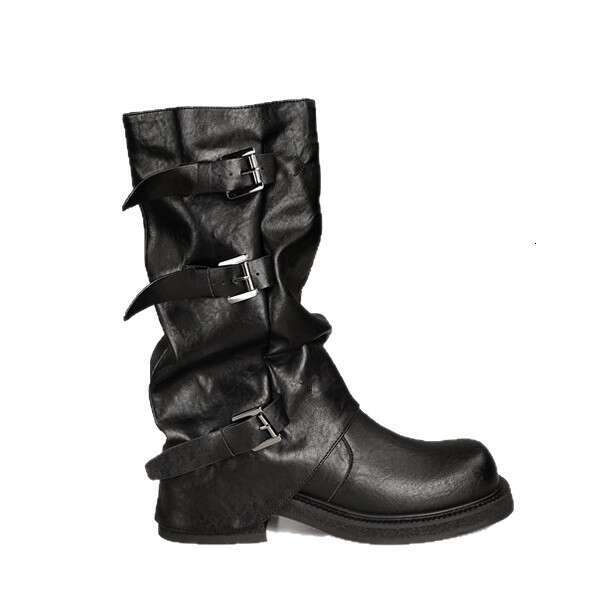 Internet Celebrity Style Retro Tube Riding with Belt Buckle Soft Sole Long 2025 Winter New Fashionable Hot Girl Pants Boots