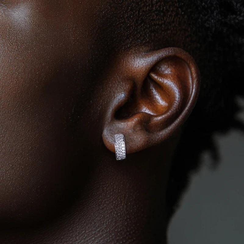 MossanRappr 14cttw Iced Out Hoop Earrings 14K Gold Plated Hip Hop Earring Fashion Jewelry Gifts for Men Women 251224