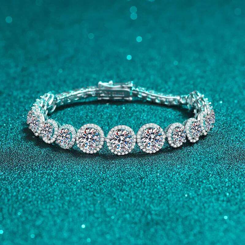 18K gold inlaid diamond women's round moissanite luxury Pt950 platinum fashion bracelet 86c