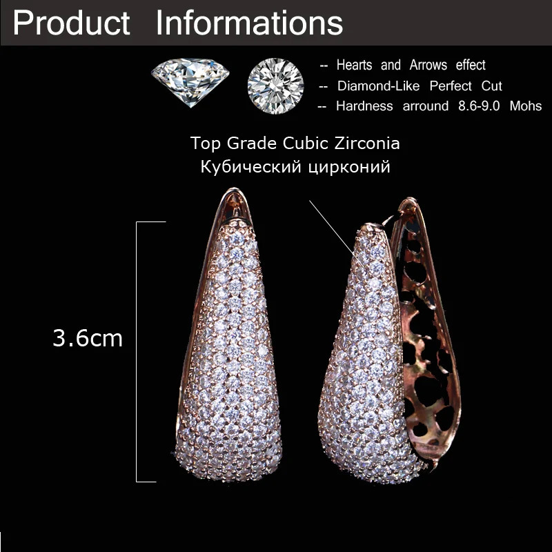 CWWZircons Full Micro Pave Cubic Zirconia Stone Gorgeous Rose Gold Color CZ Crystal Women Long Big Hoop Earrings Gift CZ032 251224