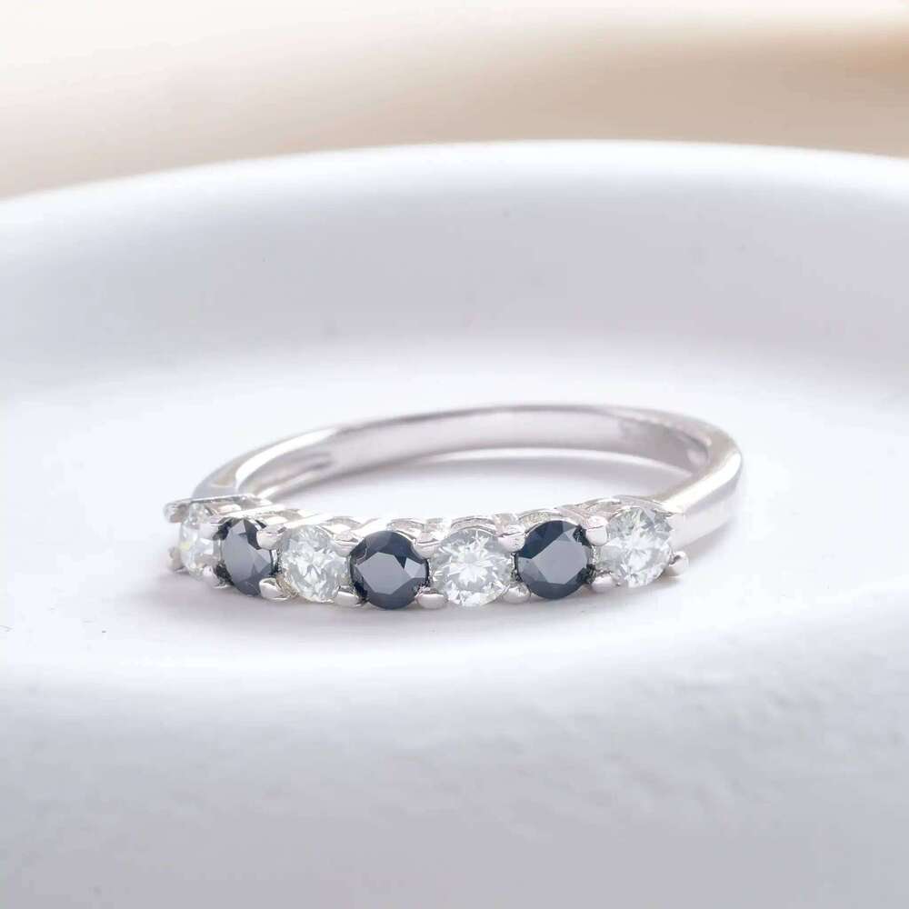 100% Green Moissanite Band Sterling Silver Wedding Rings VVS1 Diamond Half Eternity Stackable Ring for Women 282