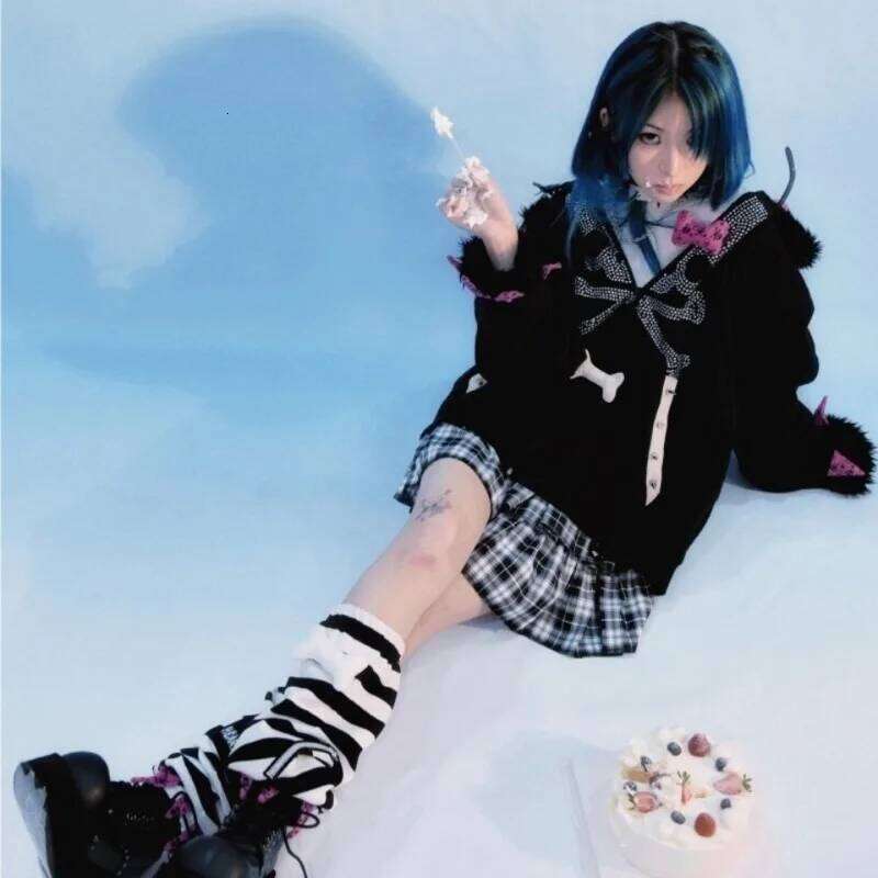 Gothic Y2K Hoodied Jackets Women Harajuku Fashion Hooded Coats Skull Thicked Casual Black Tops Winter Sweatshirts Punk Hoodie Zhehan