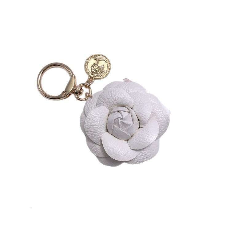 Fashionable Leather Camellia Backpack Pendant Keychain for Women Luxury Designer style