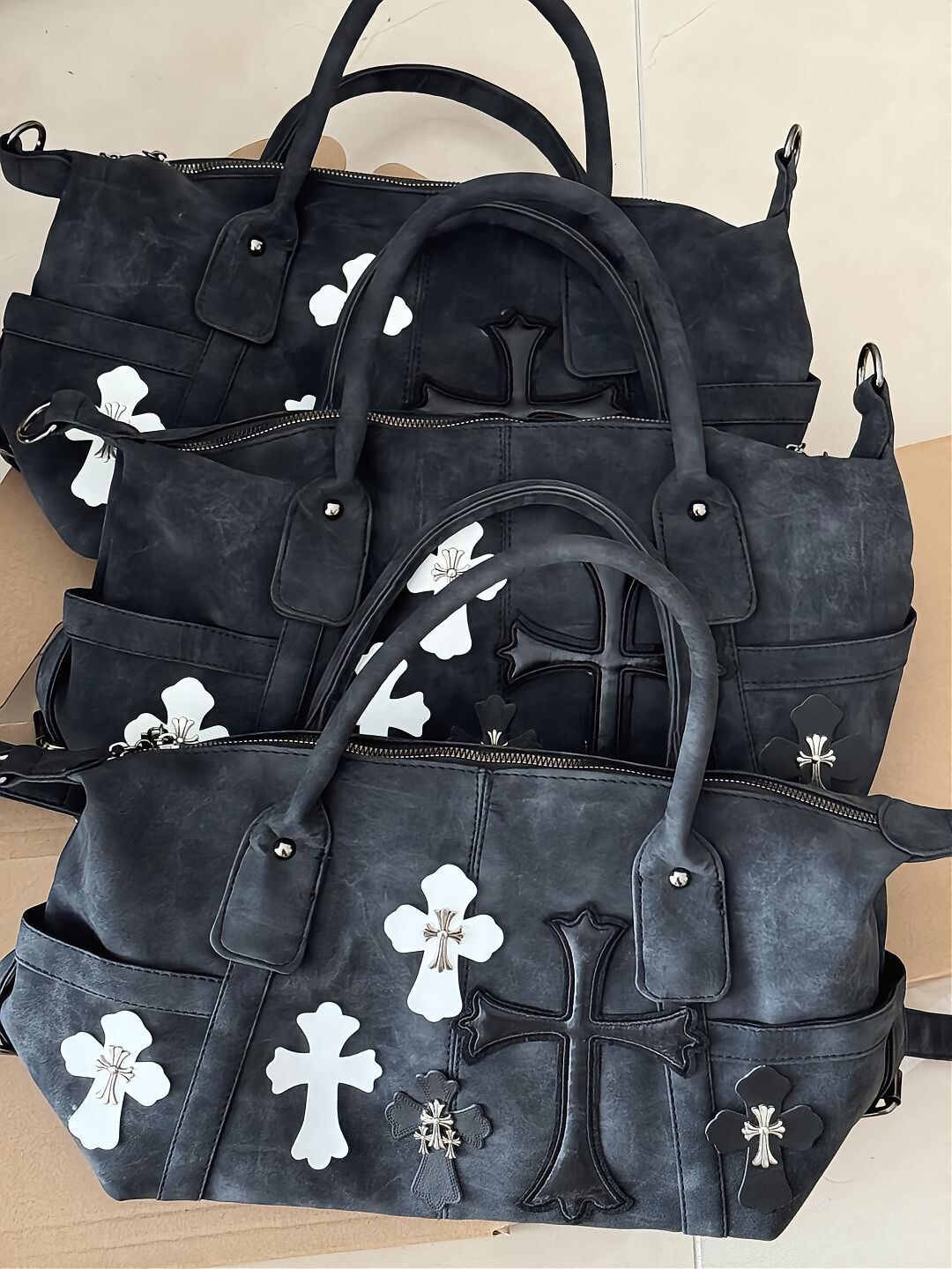 designer bag Black White Patchwork Travel Roman Metal Cross Shoulder Crossbody Bag
