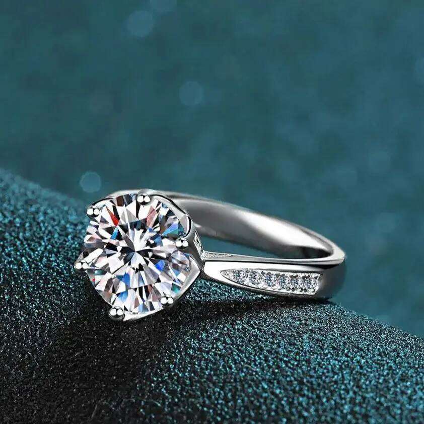 3 Ct 9mm d color vvs moissantie ring Jewelry with GRA 925 Sterling Sliver Plated 18k White Gold Wedding Band 4e8