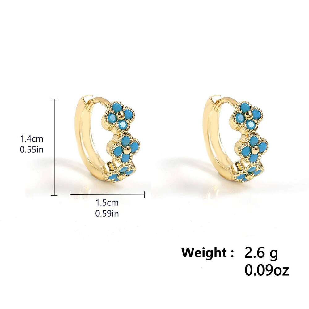 ZAKOL Luxury Turquoise Hoop Earrings for Women Temperament Gold Color Plated Micro-Intact Blue Zircon Party Ear Accessories