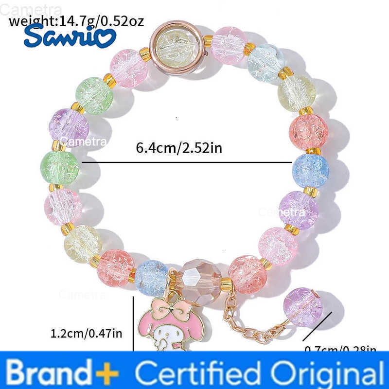Sanrio Hello Kitty Kuromi Colored Bead Bracelet Fashion Bangle for Girls Creative Cartoon Figure Accessory Cute Gift Holiday H251229