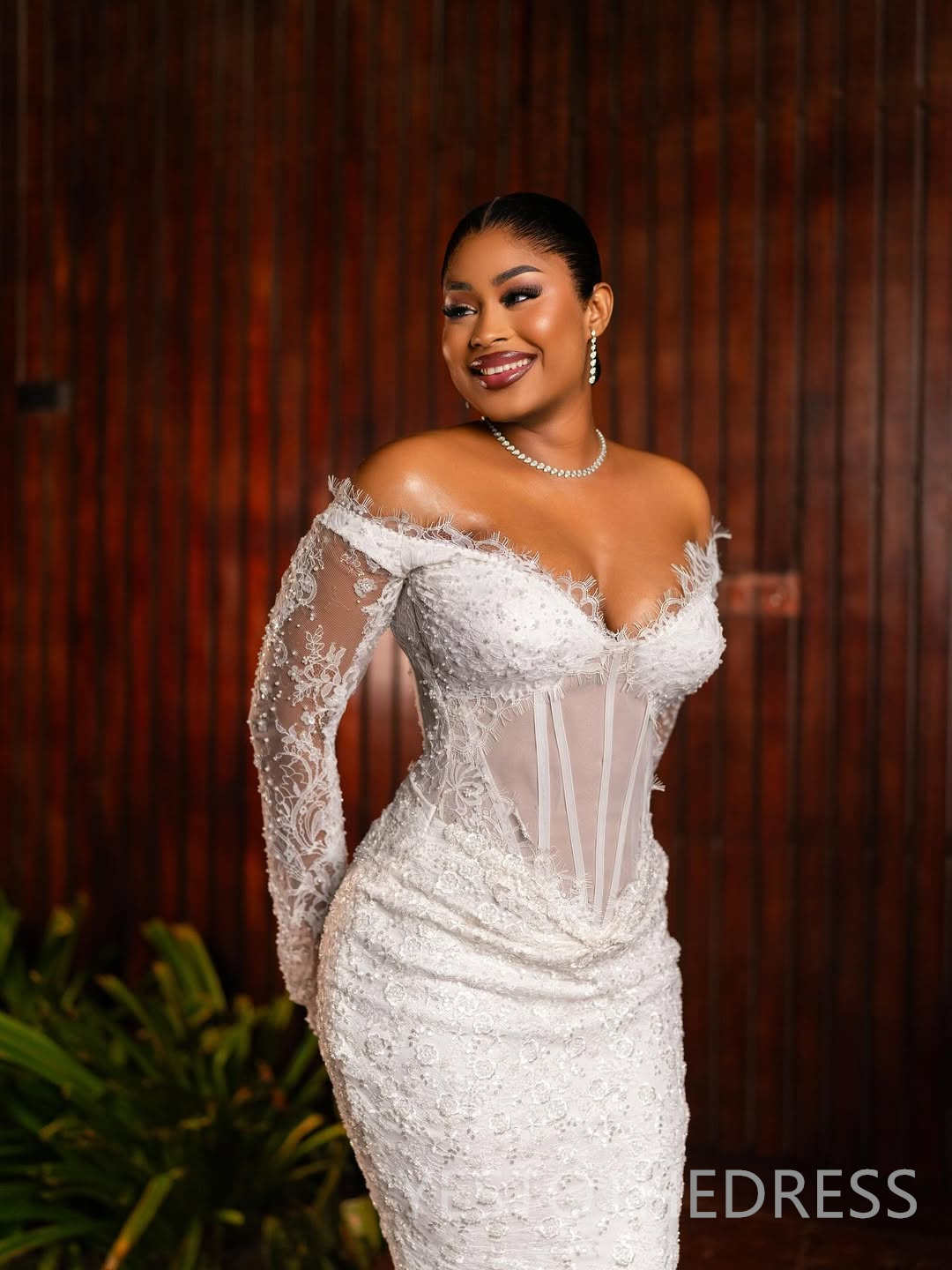 2026 Aso Ebi Arabic Mermaid Wedding Dress For Bride Bridal Gowns Illusion Off Shoulder Long Sleeves Beaded Lace Wedding Gowns for Black Women D734