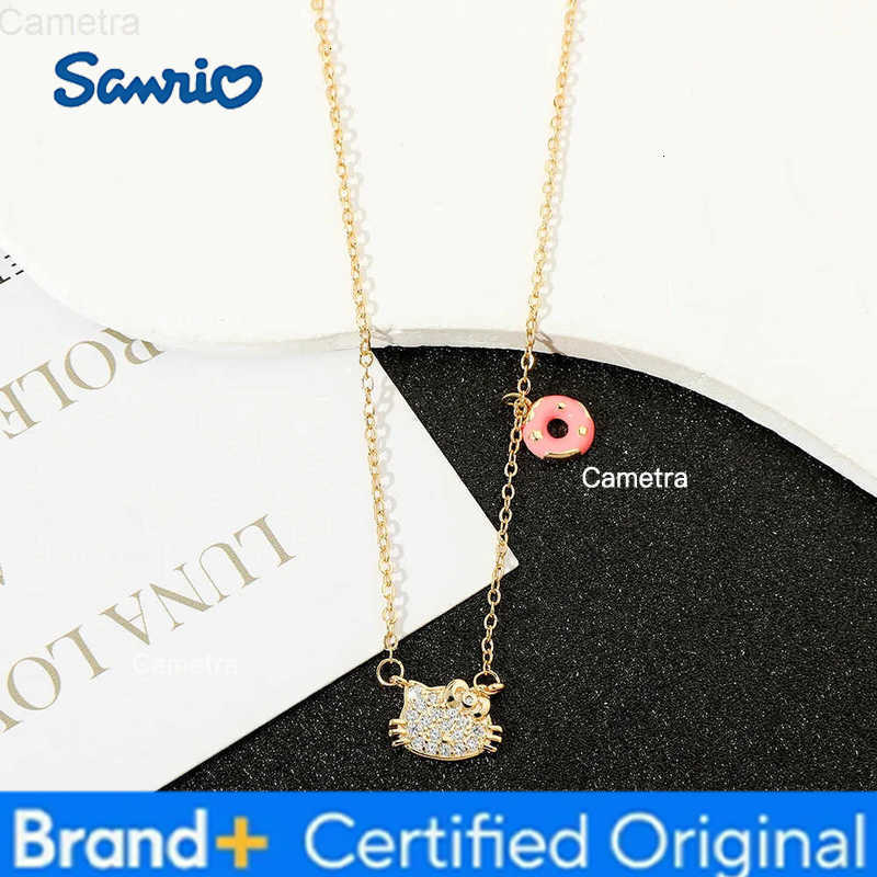 Sanrio Anime Hello Kitty Necklace Cute Cartoon Figure KT Cat Rhinestone Pendant Necklace Charm Jewelry Halloween Gifts H251229