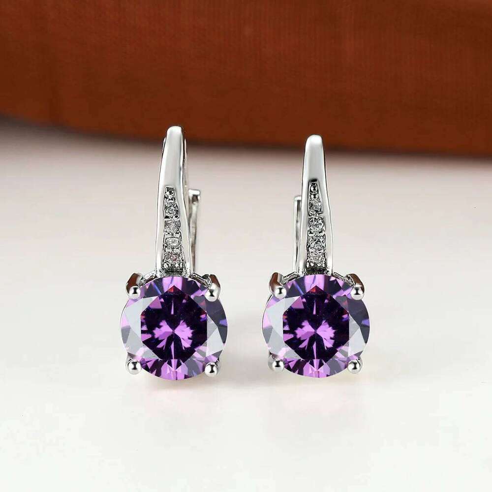 Fashion Geometric Copper Green Zirconia Earrings For Women Girls Multicolour Metal Earring INS Style Party Birthday Jewelry