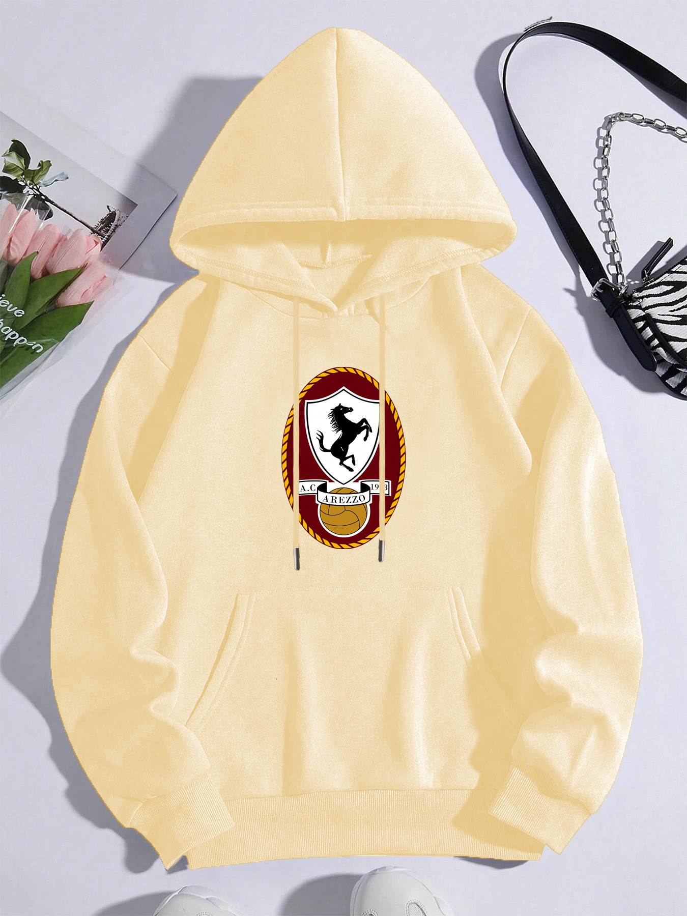 Men'S Navy Blue Graphic Print - Long Sleeve Pullover with Front Pocket, Soft Polyester Blend, Perfect for Fall and Winter, Everyday Comfort Appar