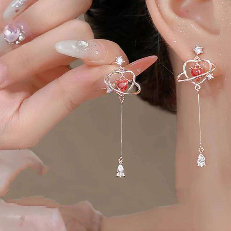 ZAKOL New Elegant Geometric Heart Crystal Long Drop Earrings For Women Cute Delicate Zircon Party Pendientes Jewelry