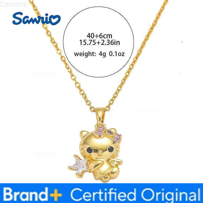 Sanrio Cute Hello Kitty Angle with Zircon Star Pendant Necklaces for Women Girls Gold Silver Color Stainless Steel Chain Jewelry H2512291