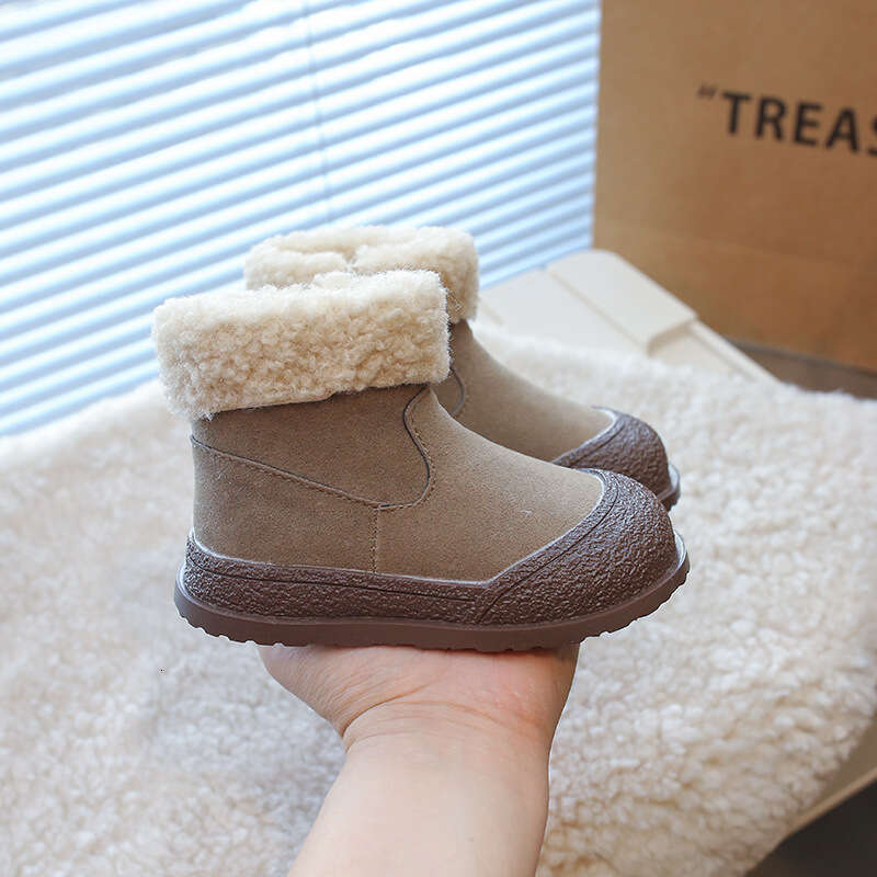 Children's Snow 2024 Winter New Soft Sole Boots Boys and Girls Fleece-Lined Warm Thickened Cotton Shoes