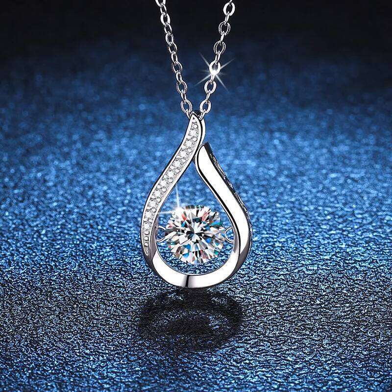 VVS1 D Color Moissanite Necklace For Women Fine Jewelry with GRA 925 Sterling Sliver Chain Plated 18k White Gold 0be