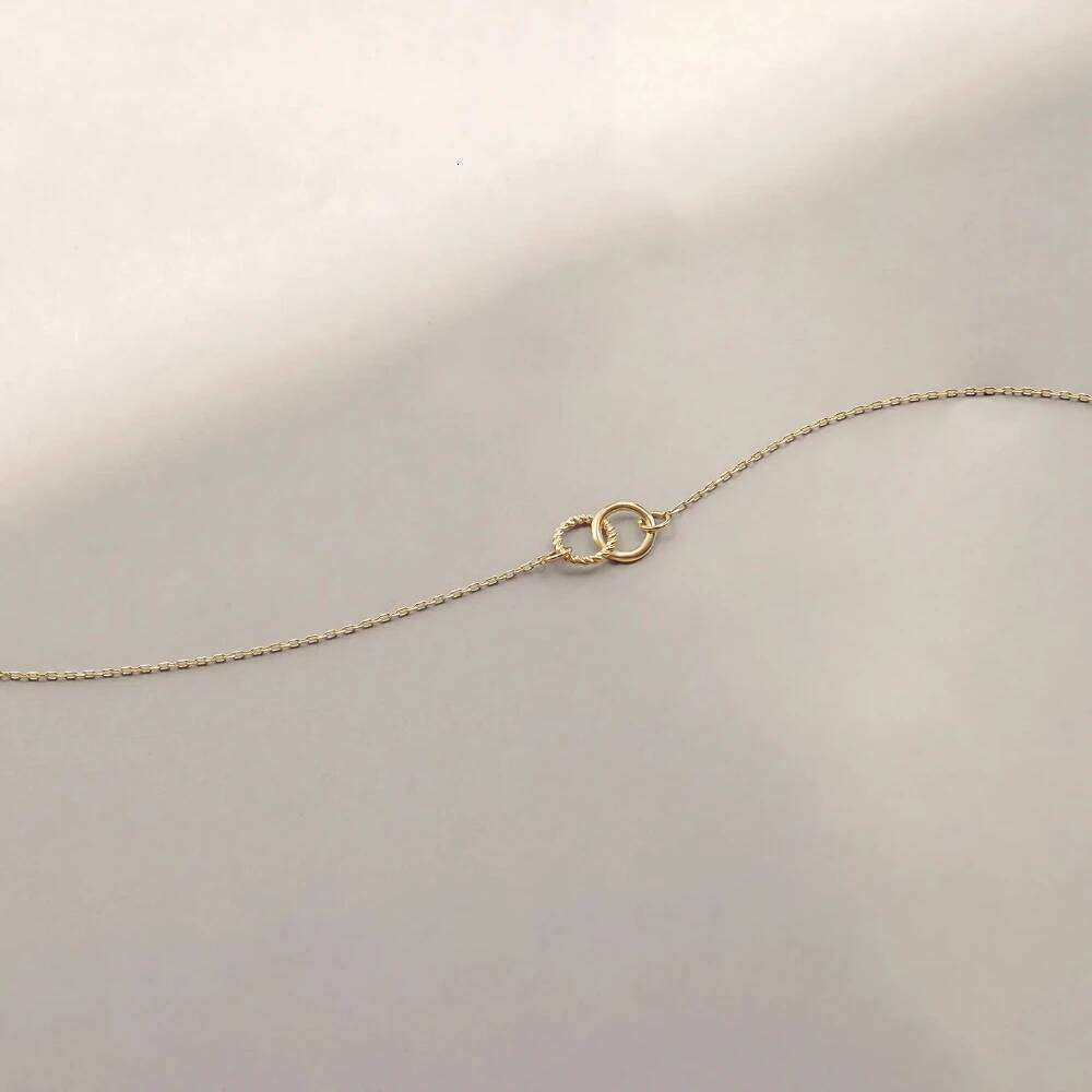 Aide 925 Sterling Silver Unique Double Circle Charm Chain Bracelets For Women Twisted and Smooth Hoops Thin Stackable Bracelet 25H1229