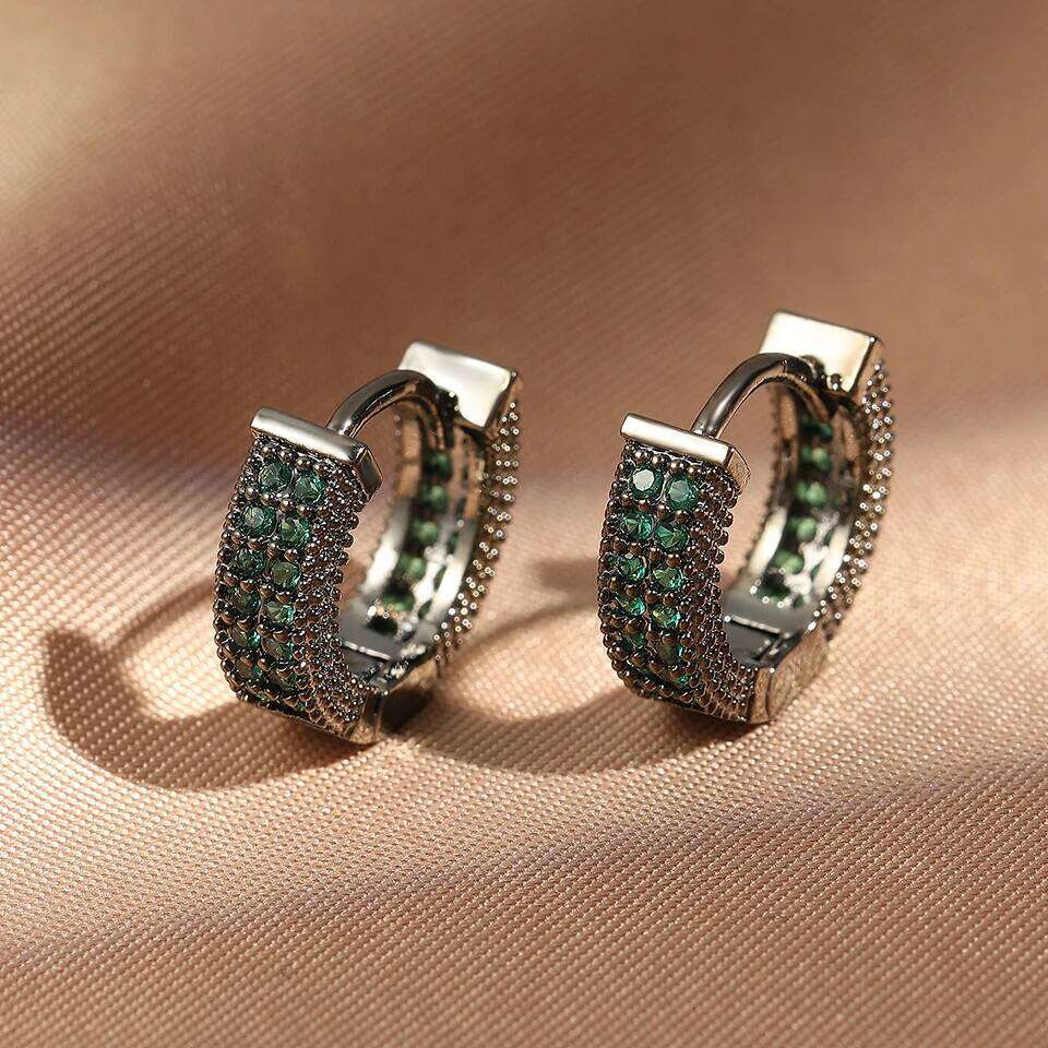 Cubic Zirconia Gold Color Zircon Hoop Earrings For Women Luxury Circle Crystal Girls Party Jewelry