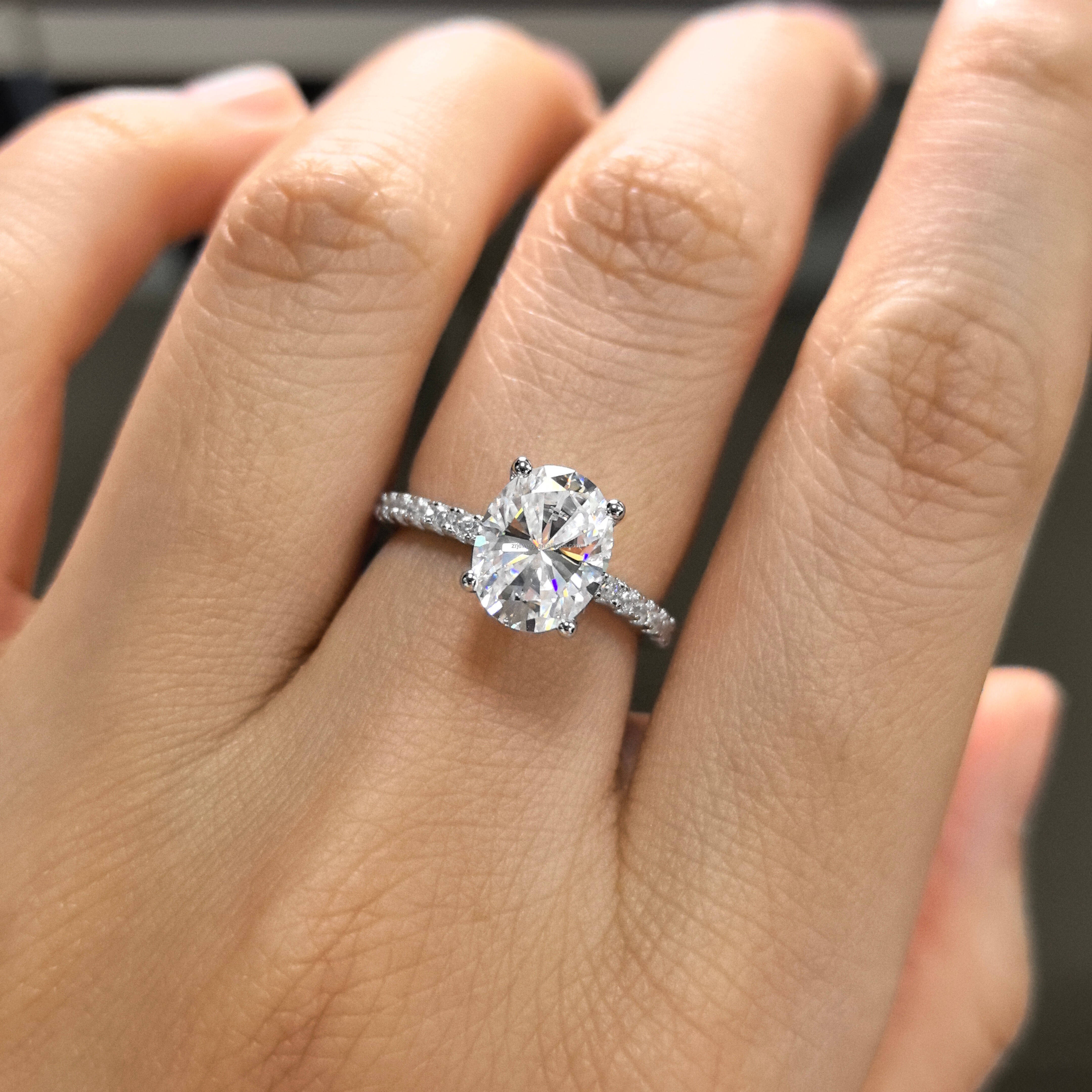 1ct 2ct 3ct Moissanite Diamond Ring Vvs 18K Gold Plated 925 Sterling Silver Women Engagement Oval Moissanite Ring