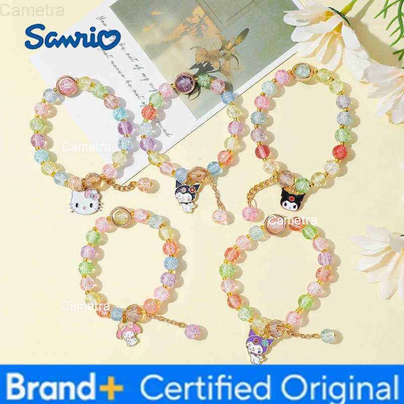 Sanrio Charm Bracelet Set Kuromi Hello Kitty Colorful Beaded Jewelry Pendant Cute Gift for Girls Teens H251229