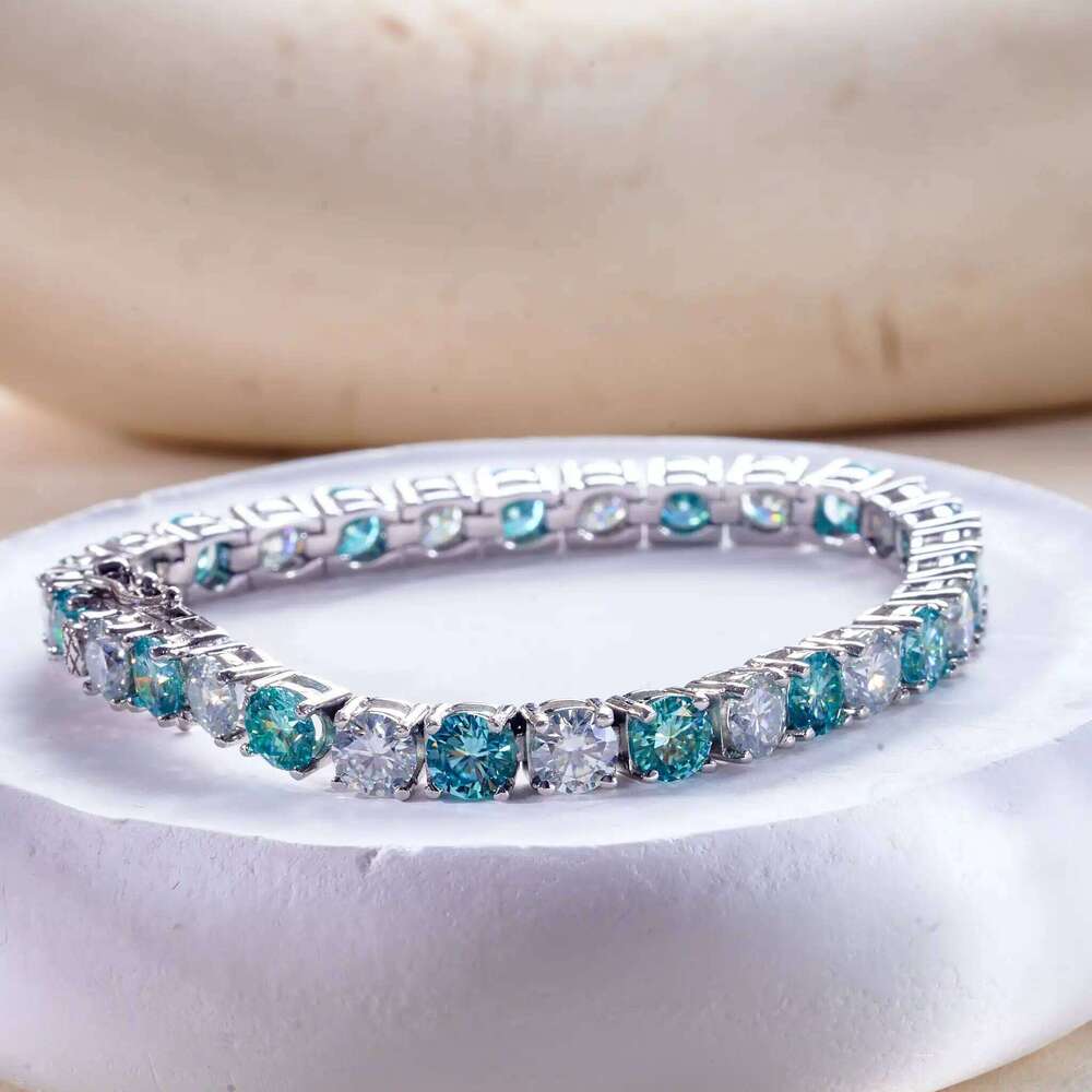 5mm Original Blue and white Moissanite Tennis Bracelets for Women Men Lab Diamond with GRA Wedding Jewelry 925 Sliver Bracelet fab