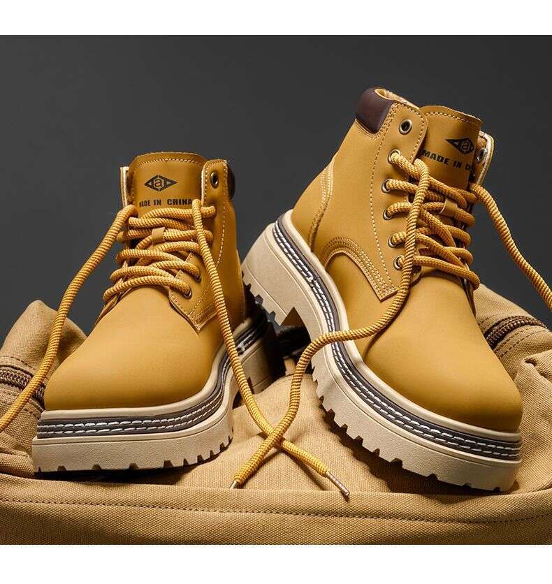 2025 New Martin British Style Non-Slip Thick Sole Versatile Workwear Retro Casual Yellow Boots With Fleece Hot Sale Large Size