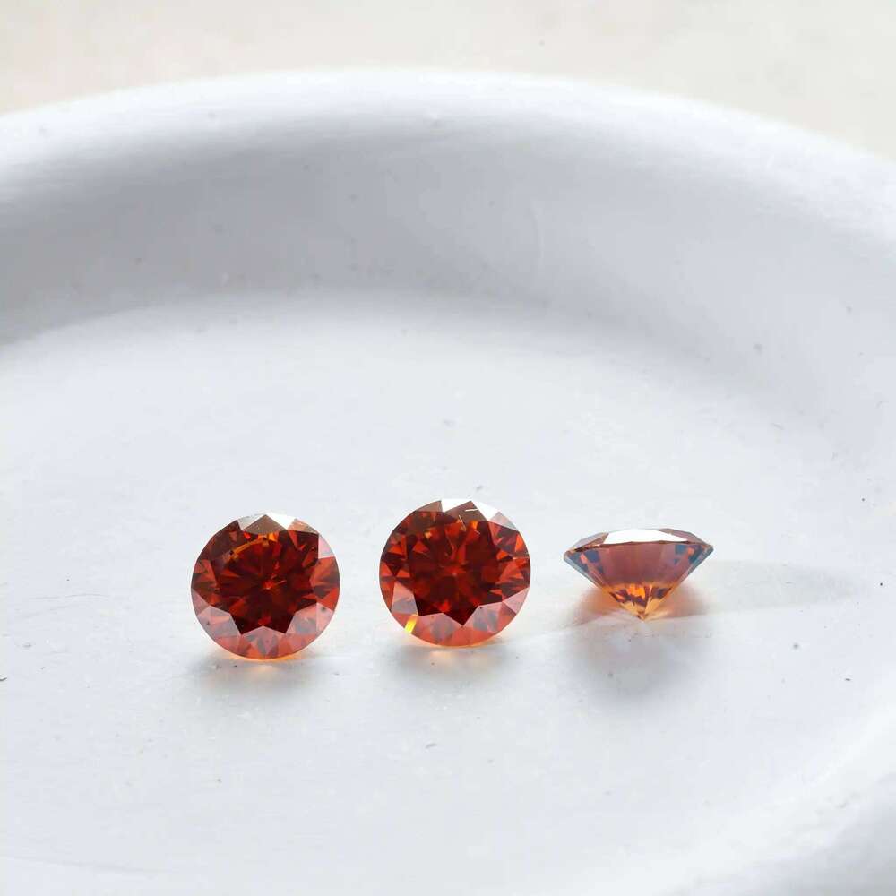 Orange lab Moissanite Loose Stones VVS1 0.5ct-5.0ct Round Cut shape real moissanite Pass Diamond Test For DIY silver jewelry 7d9