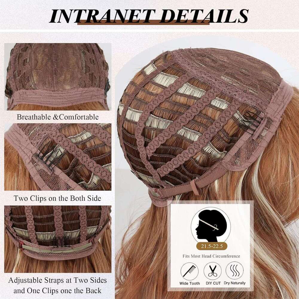 Women's Long Curly Hair Synthetic Medium-Length Brown Fluffy Multi-Layer Wig Xiusiyuan