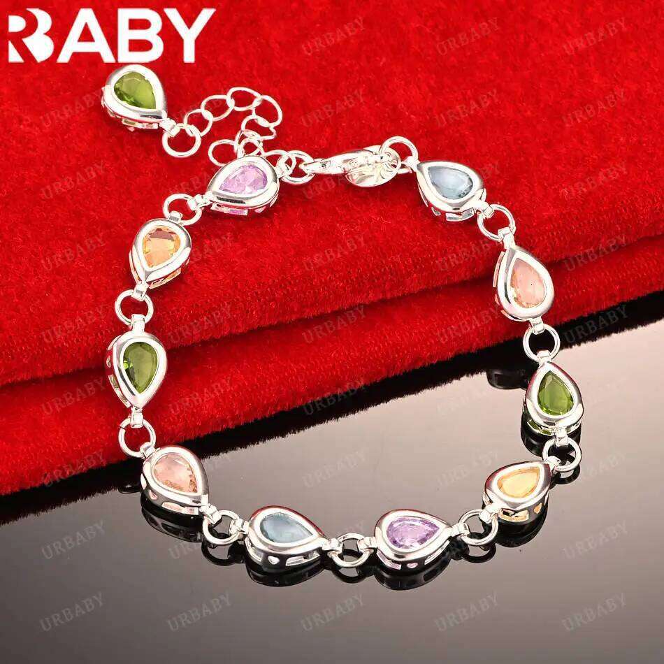 URBABY 925 Sterling Silver Design Zircons Bracelets For Women Men Anniversary Gift Popular Wild Fashion Romantic Jewelry 25H1229
